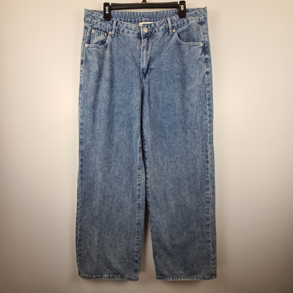 Blue Asphalt Womens Y2K Wide Leg High Rise Relaxed Jeans Blue Size L Streetwear